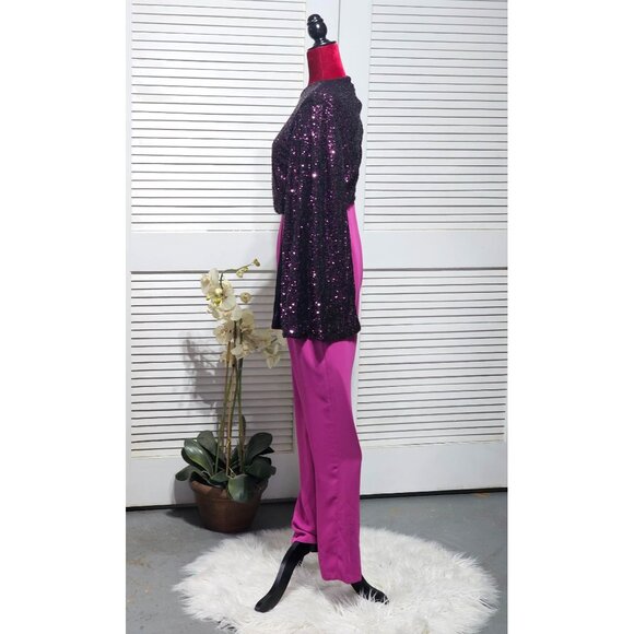 Giovanna Nicolai Women's Purple Sequin Embellished Long Sleeve Rumper Sz M 3155 - Picture 5 of 13